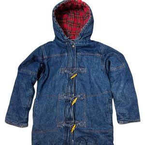 High Voltage Kids Blue 1980’s Vintage 100% Cotton Denim Hooded Jacket Size 12